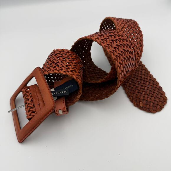 NWOT Banana Republic Woven Belt Women's Small Brown Genuine Leather Classic Boho - Picture 5 of 8
